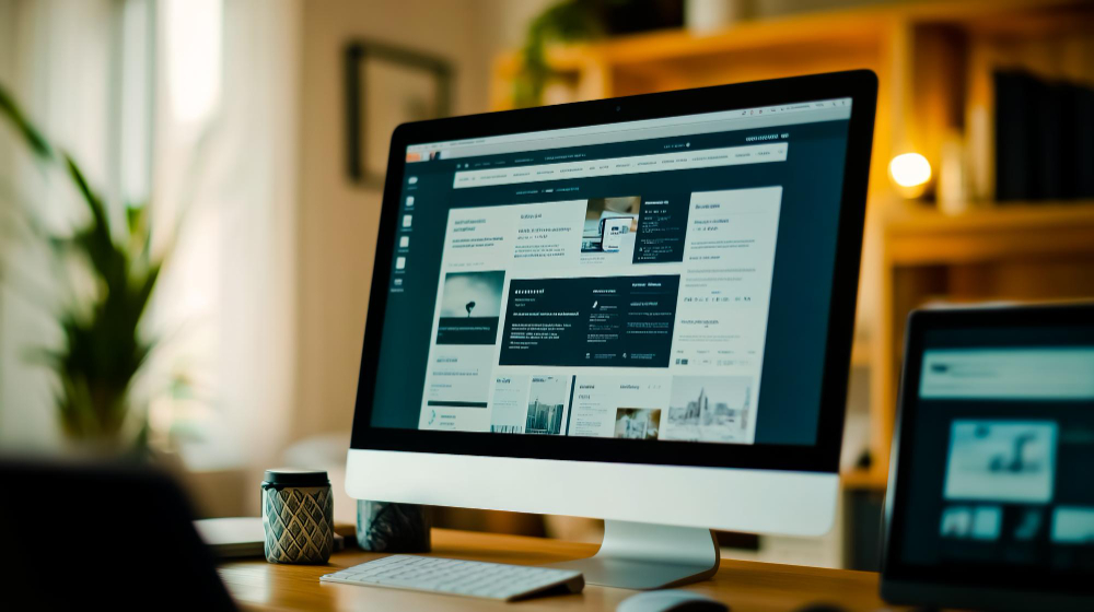 computer screen showing a designed website